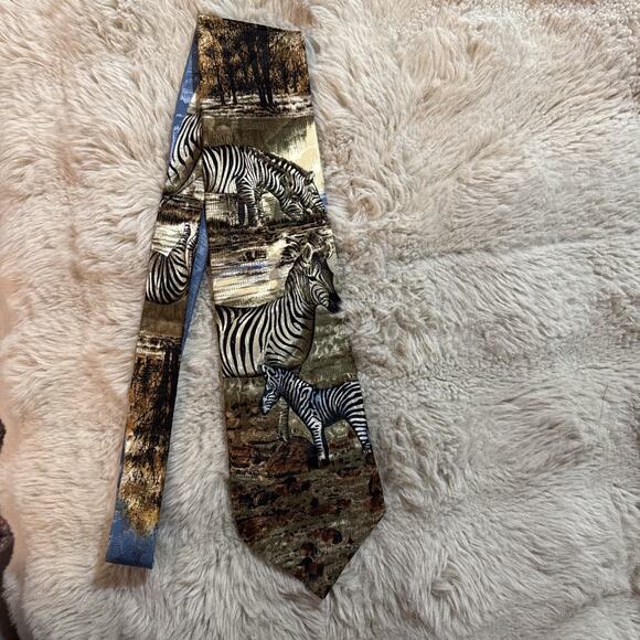 Endangered Species Zebra Safari Wildlife Necktie Silk Nature Animal Print - Picture 5 of 6